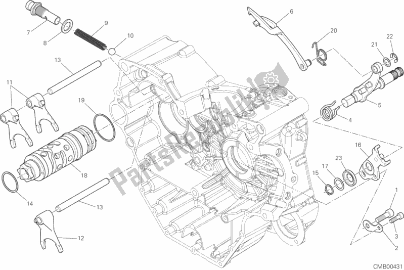 Alle onderdelen voor de Schakelnok - Vork van de Ducati Monster 821 Stripes USA 2016